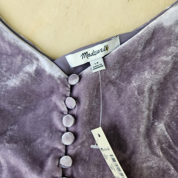 NWT Madewell Velvet Button-Down Cami Top - Lilac Purple - Size 14 - Picture 7 of 14
